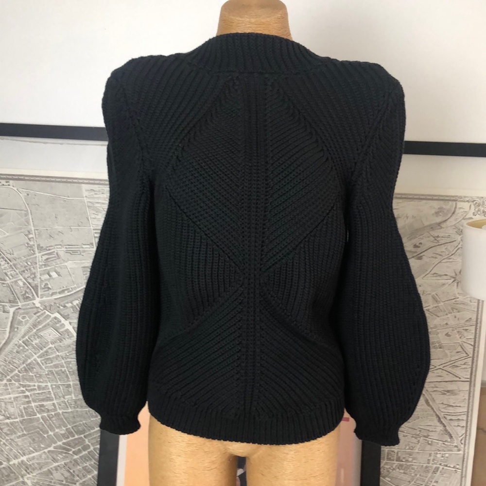 VICTORIA BECKHAM Black Knit Balloon-Sleeve Sweater Size S
